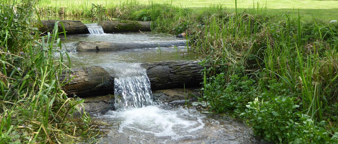 River Bain at Mill Stream Barn holiday cottages, Donington on Bain, Lincolnshire Wolds